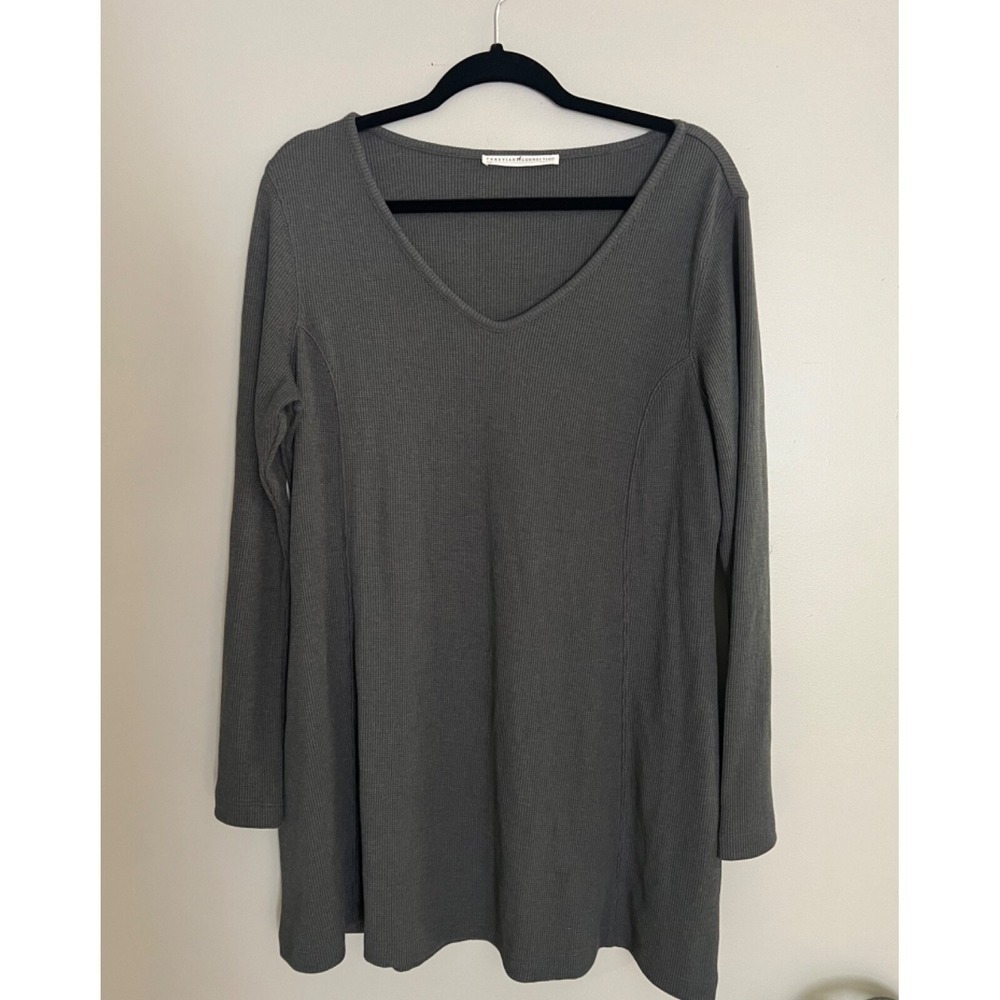 Connection -Peruvian Connection Long Sleeve  Dress Pima Cotton Large L Gray